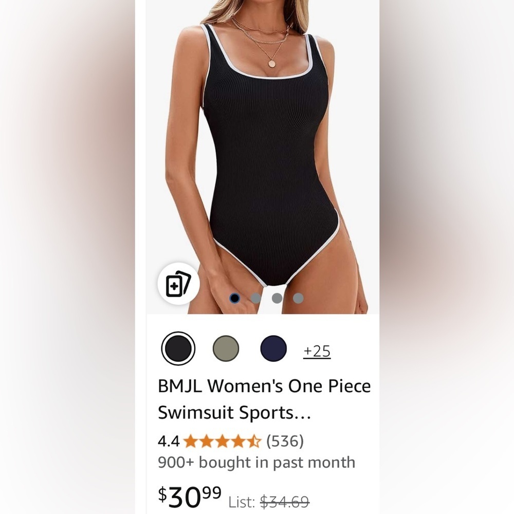 NEW- Elegant Black Ribbed 
white trim Swimsuit
2025 Season
Large - Picture 6 of 6